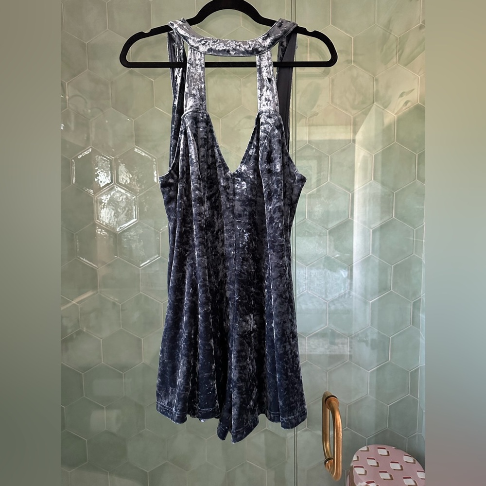 Dark velvet blue romper